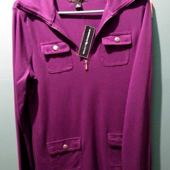 NWT American Living Purple Size M 4 Pocket Top - Picture 1 of 5